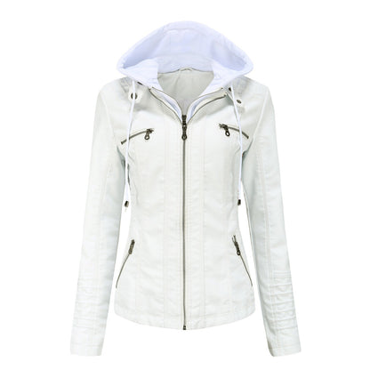 Lederjacke Mit Kapuze Slim Fit Style