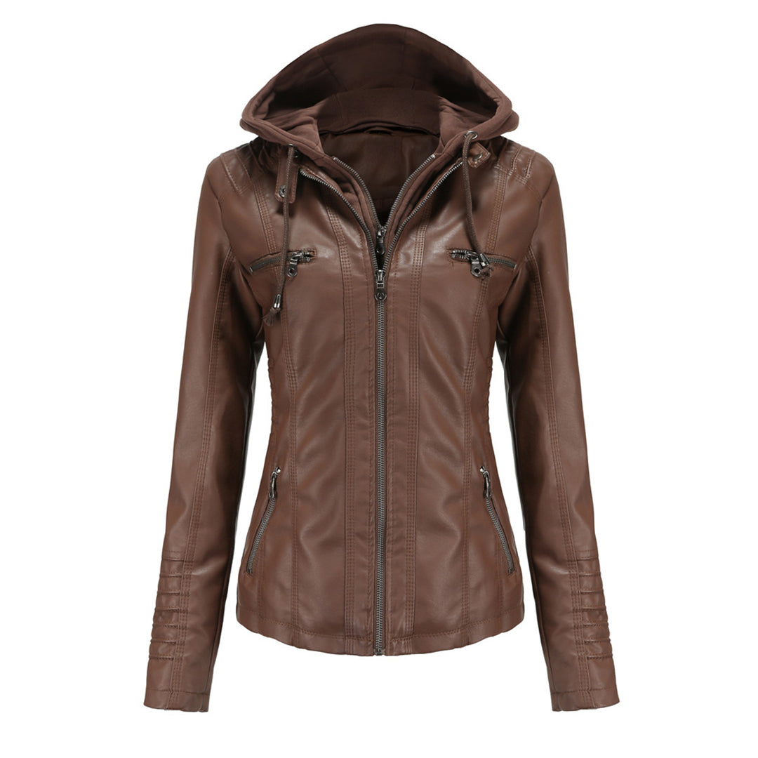 Lederjacke Mit Kapuze Slim Fit Style