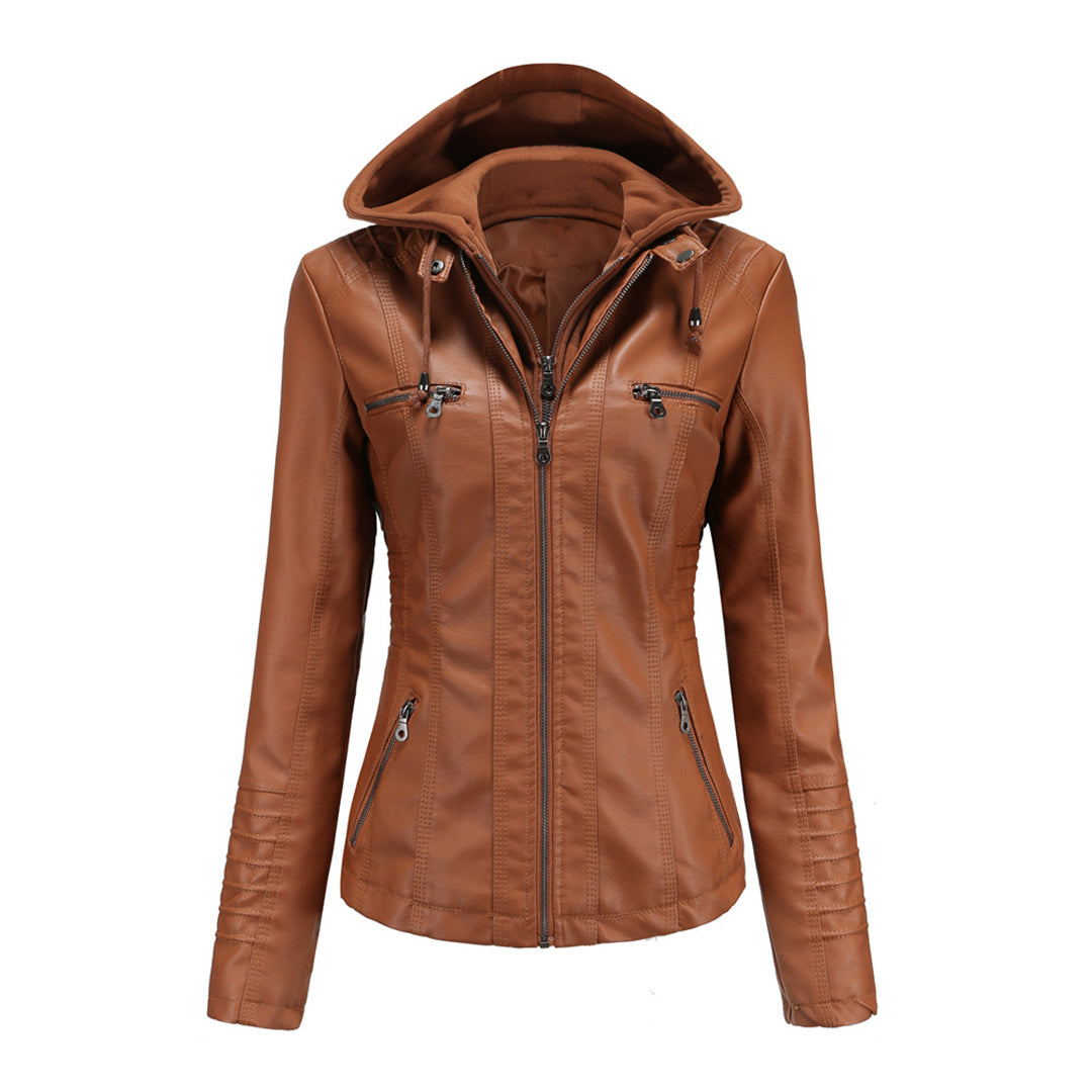 Lederjacke Mit Kapuze Slim Fit Style