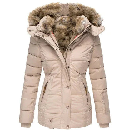 Damenmantel Fellkapuze Winterlook Elegant