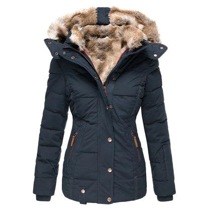 Stilvolle Damenwinterjacke Gefüttert Warm - IdealeKleiden