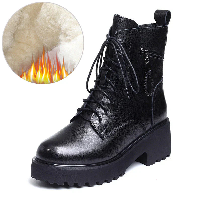 Damen Winterstiefel Pelzgefüttert Chunky Heel Elegant