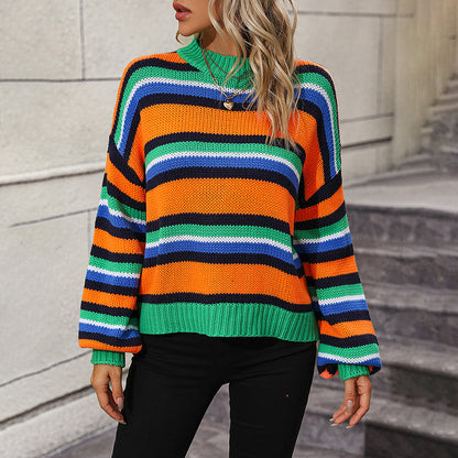 Damenschal Strickpullover Streifen Soft Pastell