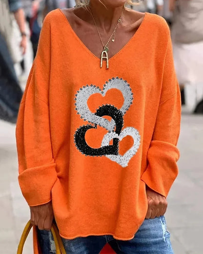 Flosa - Damen Pullover Bequem Graphisches Design - IdealeKleiden