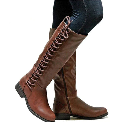 Stylische Lederstiefel Schnürsenkel
