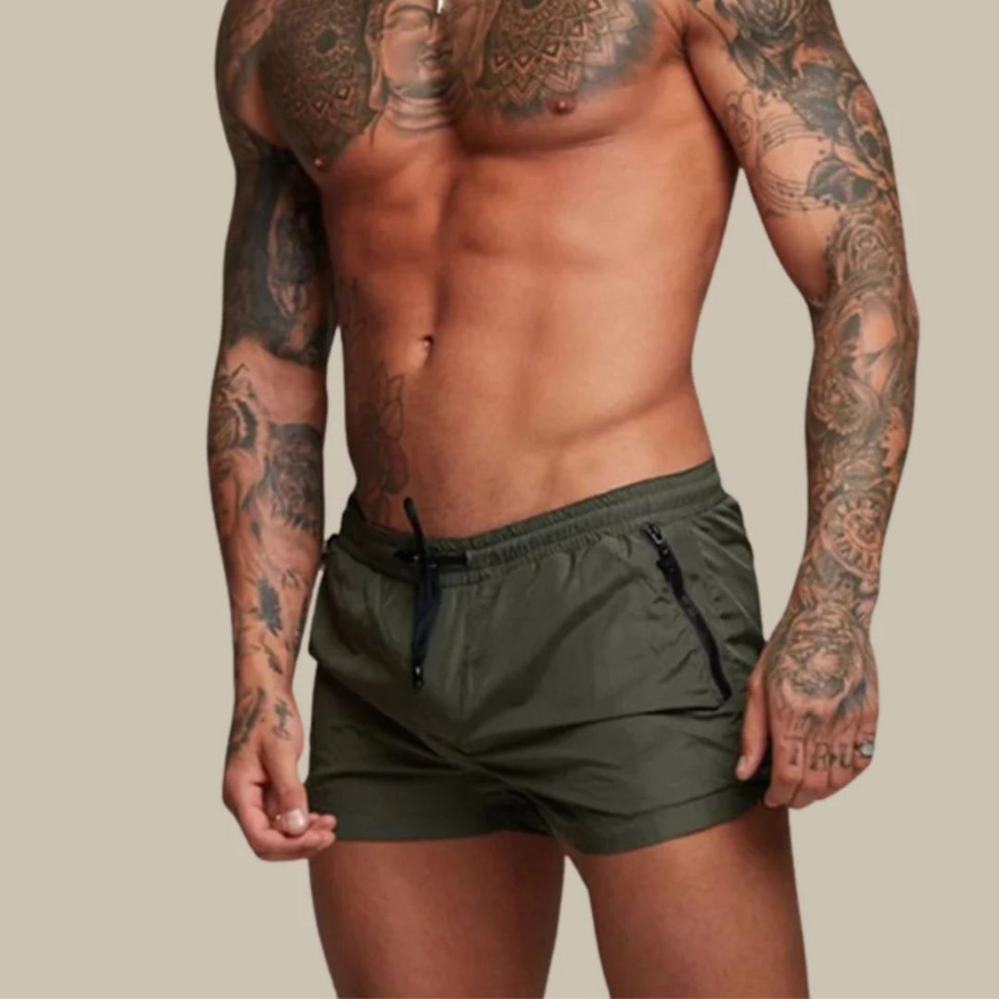 Herren Badeshorts Elastisch Mit Kordelzug