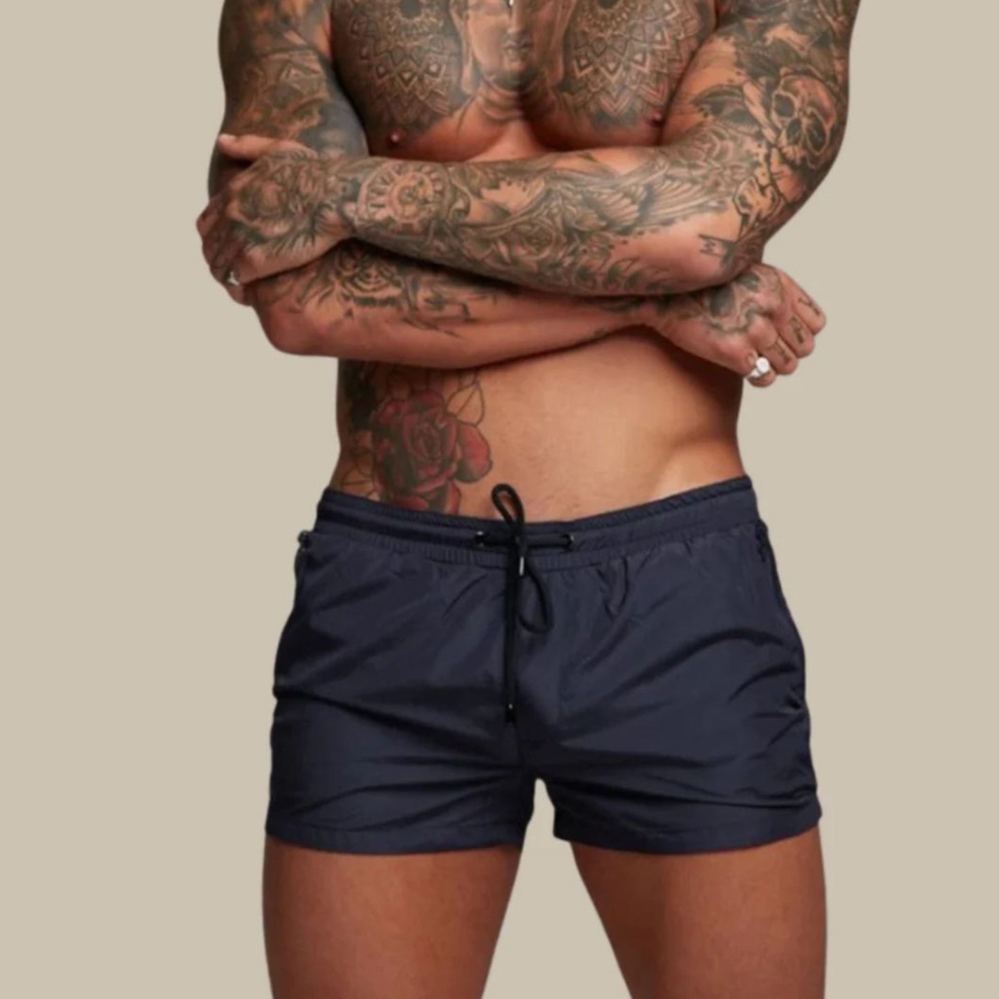 Herren Badeshorts Elastisch Mit Kordelzug