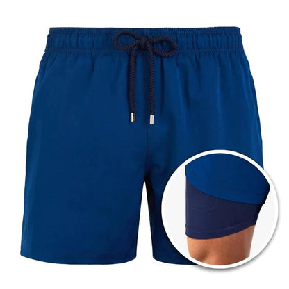 Herren Boardshorts 2-in-1 Kordelzug Badeshorts