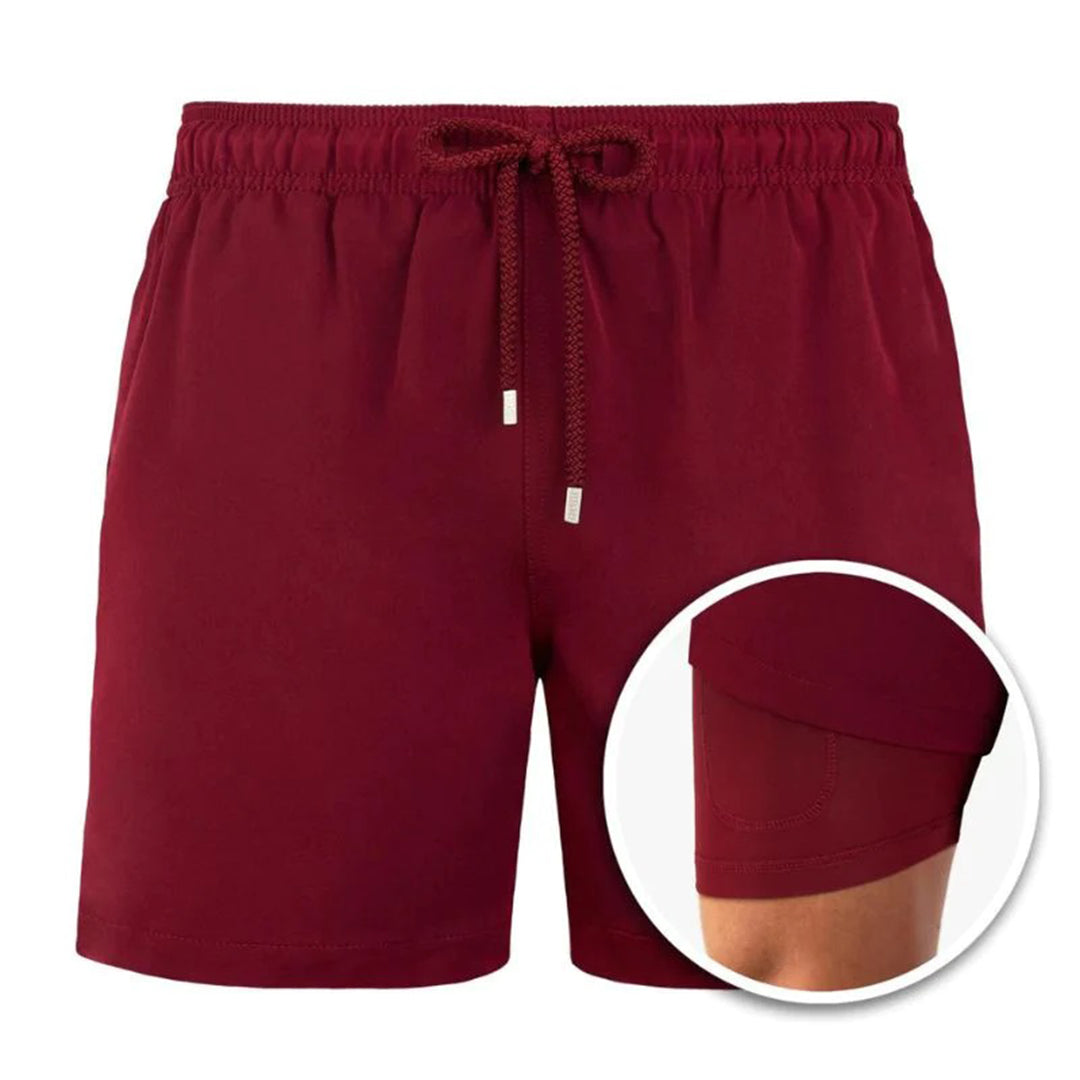 Herren Boardshorts 2-in-1 Kordelzug Badeshorts