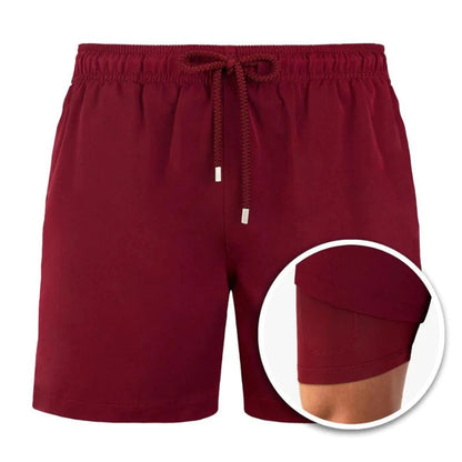 Herren Boardshorts 2-in-1 Kordelzug Badeshorts