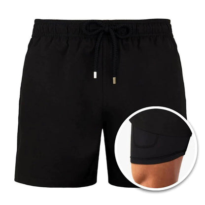 Herren Boardshorts 2-in-1 Kordelzug Badeshorts
