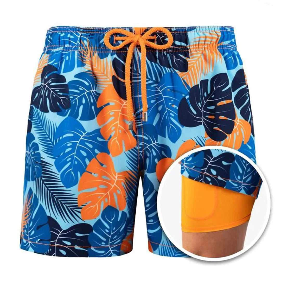 Herren Boardshorts 2-in-1 Kordelzug Badeshorts