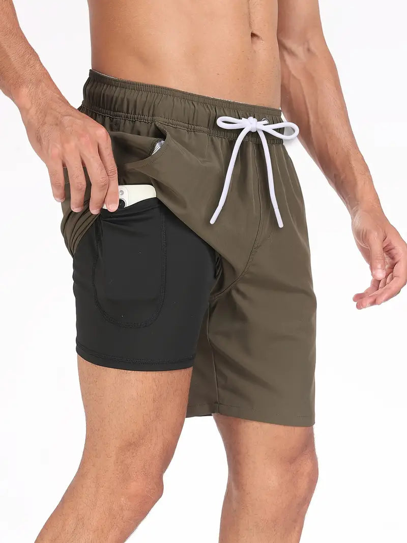 Herren Badeshorts Schnelltrocknend 2-in-1 Boardshorts