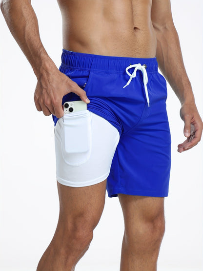 Herren Badeshorts Schnelltrocknend 2-in-1 Boardshorts
