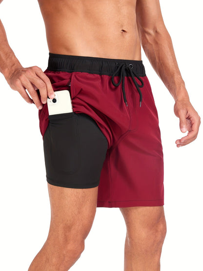 Herren Badeshorts Schnelltrocknend 2-in-1 Boardshorts