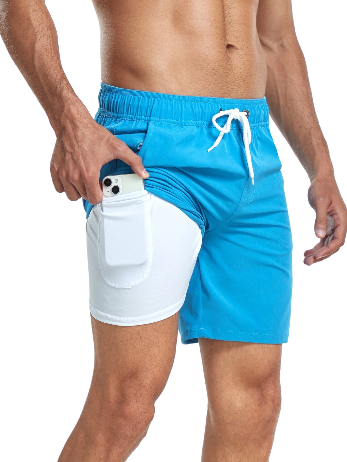 Herren Badeshorts Schnelltrocknend 2-in-1 Boardshorts