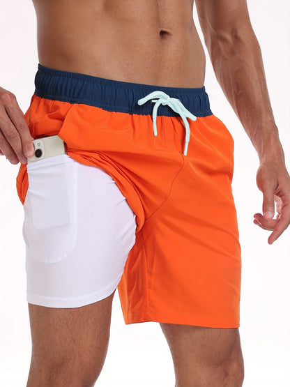 Herren Badeshorts Schnelltrocknend 2-in-1 Boardshorts