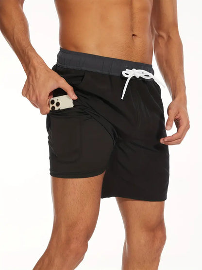 Herren Badeshorts Schnelltrocknend 2-in-1 Boardshorts