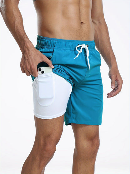 Herren Badeshorts Schnelltrocknend 2-in-1 Boardshorts - IdealeKleiden