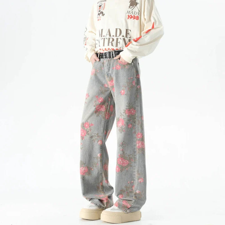 Moderne Herrenjeans Blumenprint - IdealeKleiden