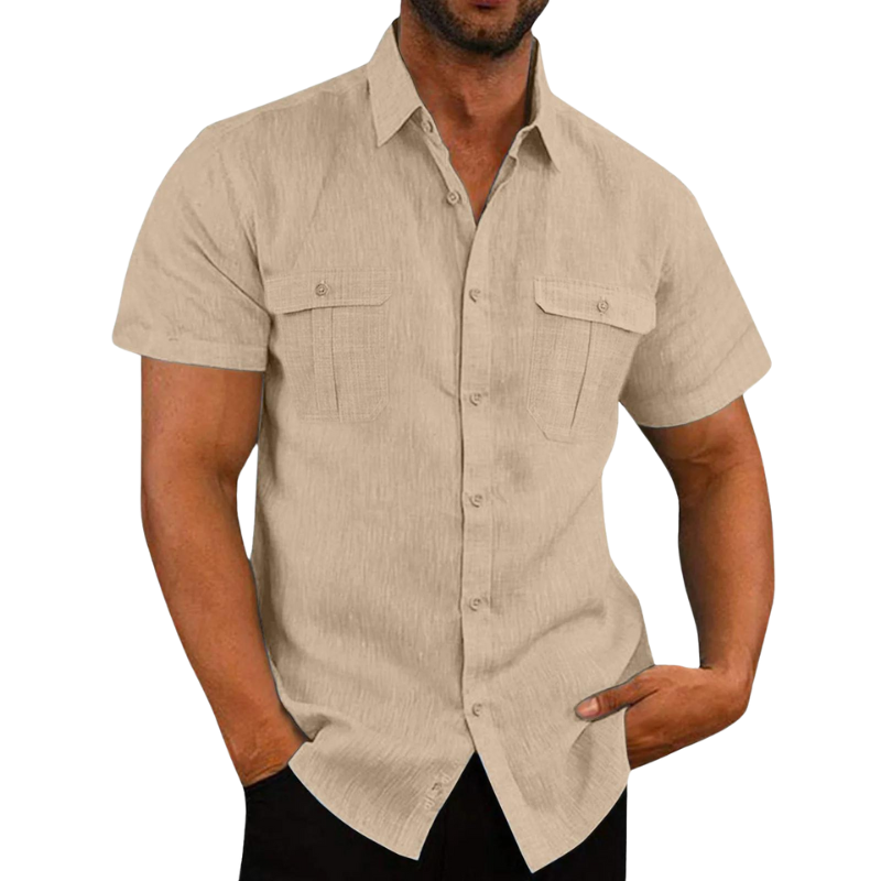 Sommer Leinenbluse Kurzärmelig Elegant