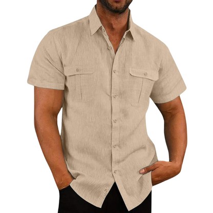 Sommer Leinenbluse Kurzärmelig Elegant