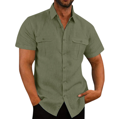 Sommer Leinenbluse Kurzärmelig Elegant