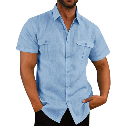 Sommer Leinenbluse Kurzärmelig Elegant