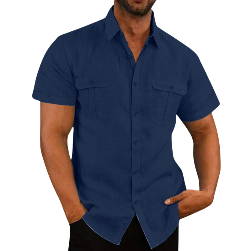 Sommer Leinenbluse Kurzärmelig Elegant