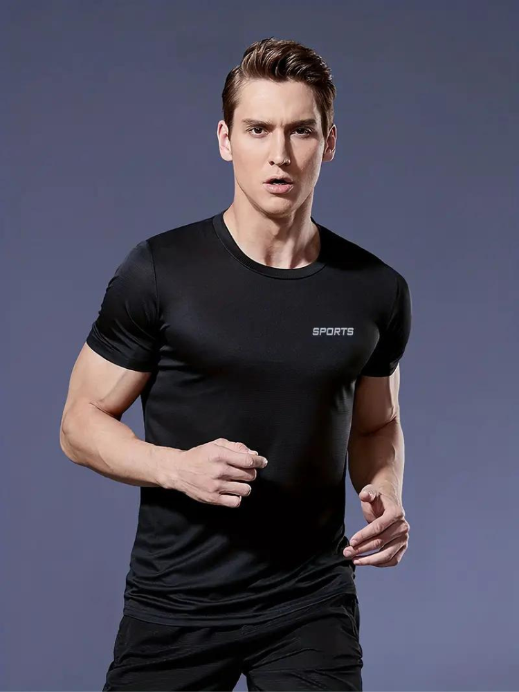 Herren Sport T-Shirt Schnelltrocknend Leicht - IdealeKleiden