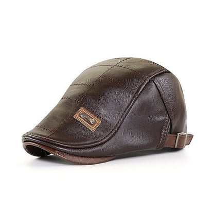 Leder Herrenmütze Flach Elegant