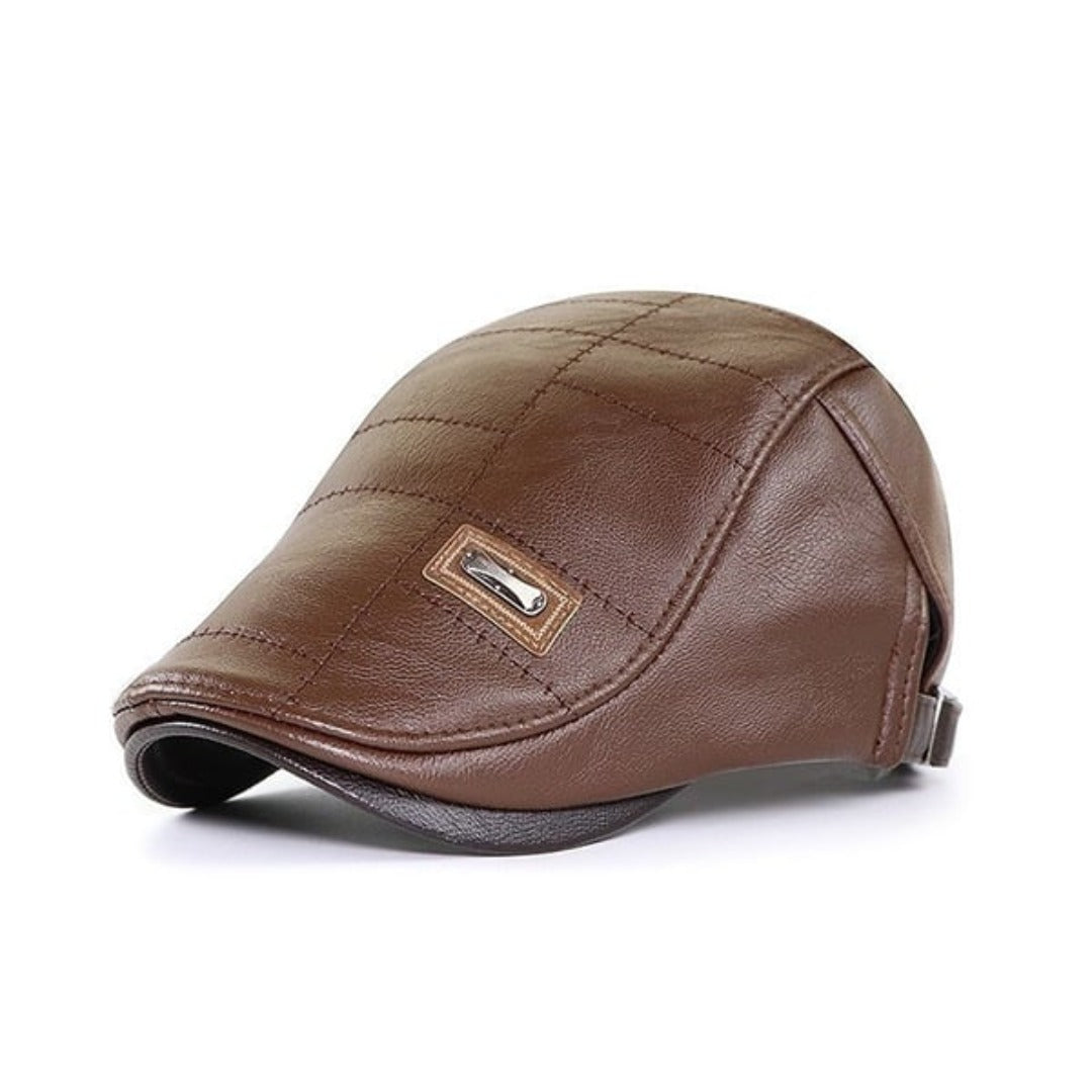 Leder Herrenmütze Flach Elegant