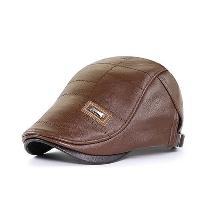 Leder Herrenmütze Flach Elegant