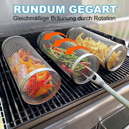 Edelstahl Grillkorb Drehbar Outdoor BBQ - IdealeKleiden