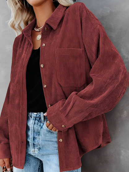 Praktische Cordjacke Mit Knöpfen