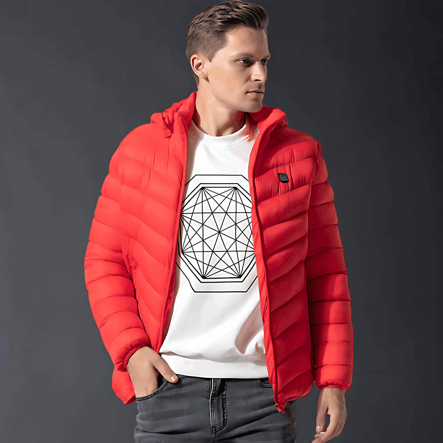Herren Winterjacke Warm Daunen Puffer Kapuze