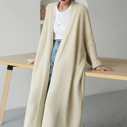 Damen Lange Offene Strickjacke Trendy