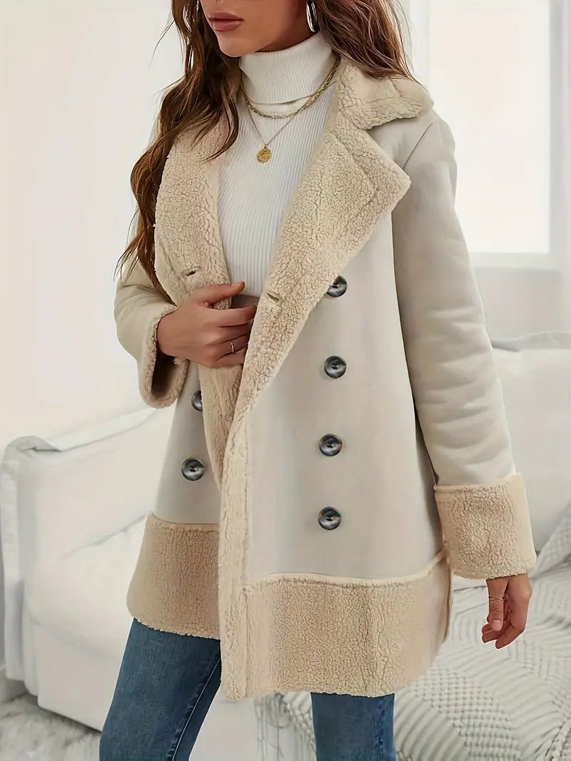 Warm Wintermantel Doppelter Kragen Polarfleece