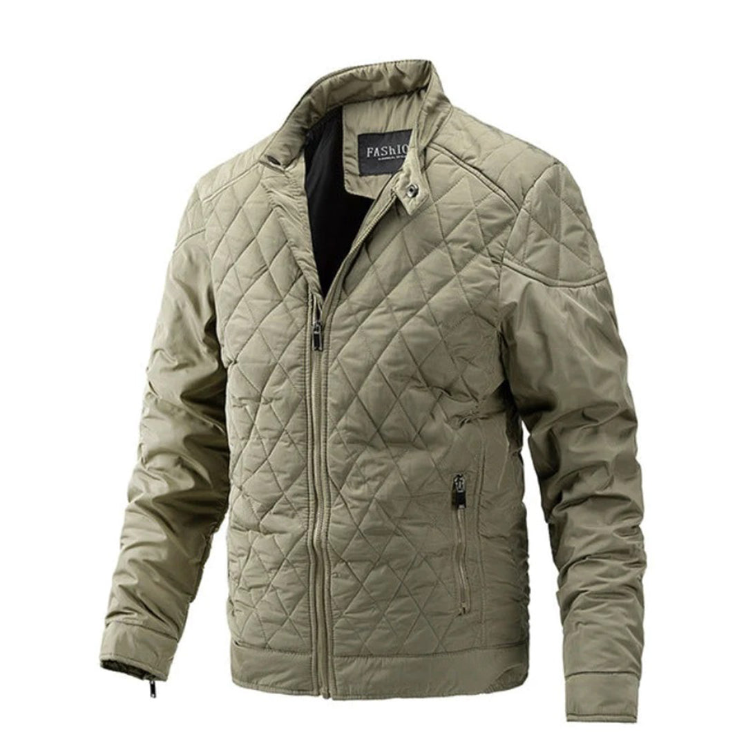 Herren Steppjacke Reißverschluss Vorne Stehkragen