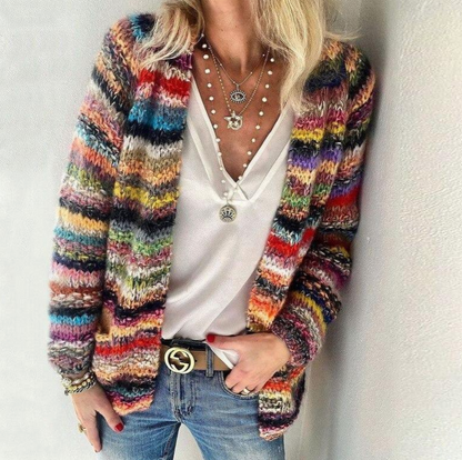 Bunte Strickjacke Frauen Trendy Design - IdealeKleiden