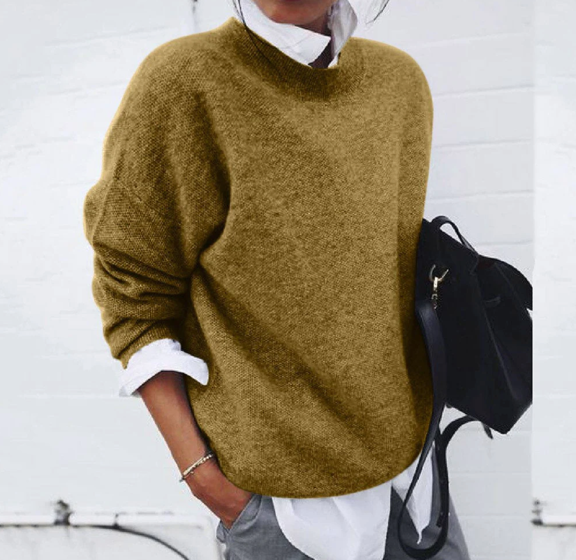 Weicher Damenpullover Baumwolle Warm - IdealeKleiden
