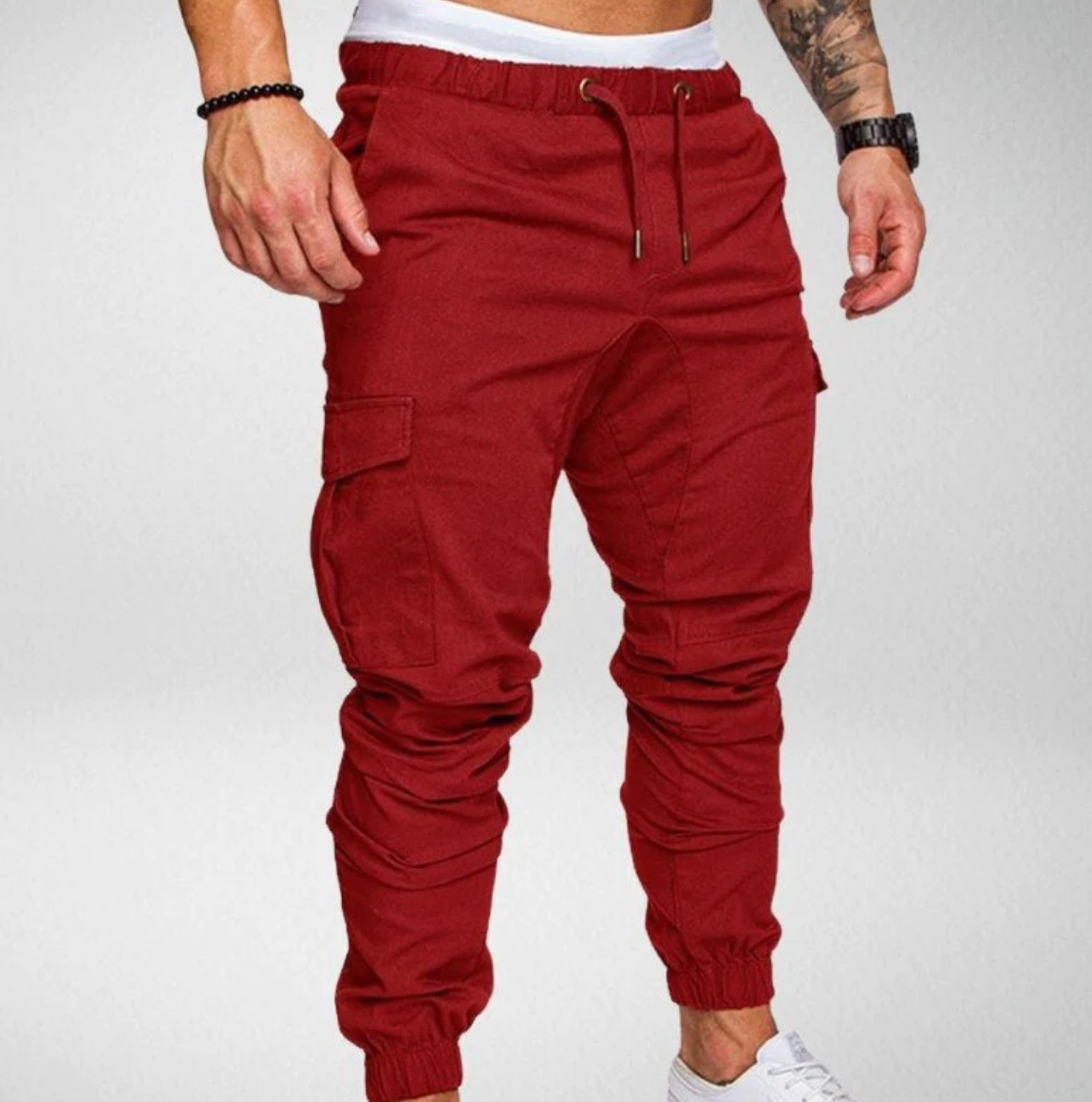 Stylische Stretchhose Mit Gummibund und Großen Taschen