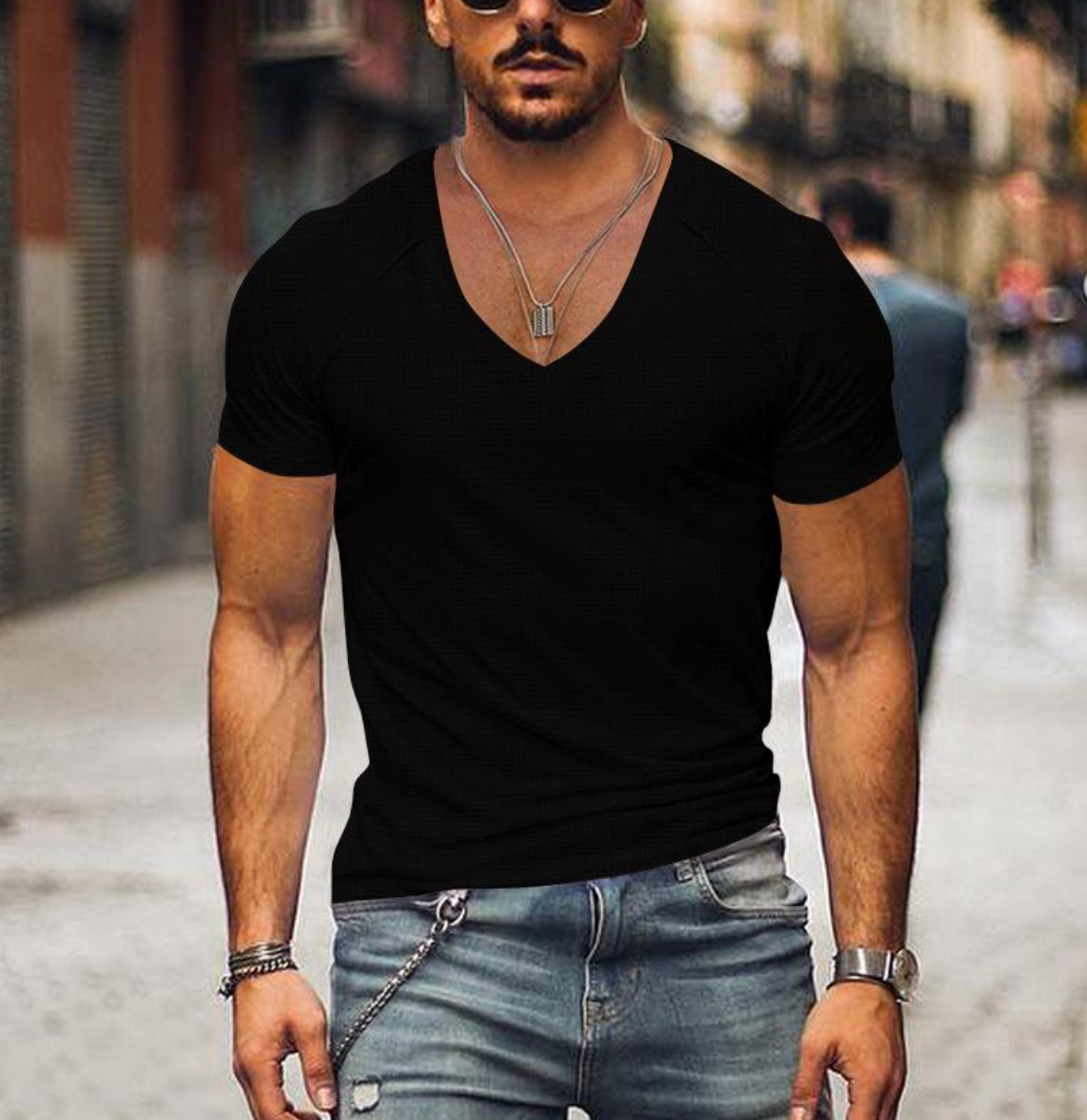 Herren T-Shirt Soft V-Ausschnitt Bequem - IdealeKleiden