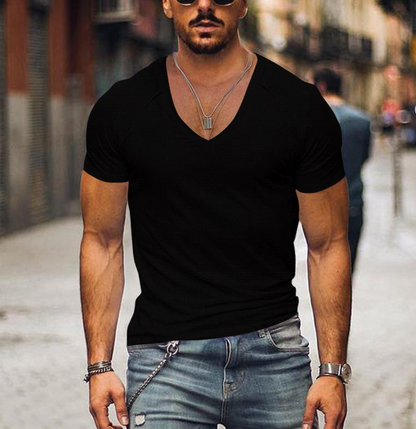 Herren T-Shirt Soft V-Ausschnitt Bequem - IdealeKleiden