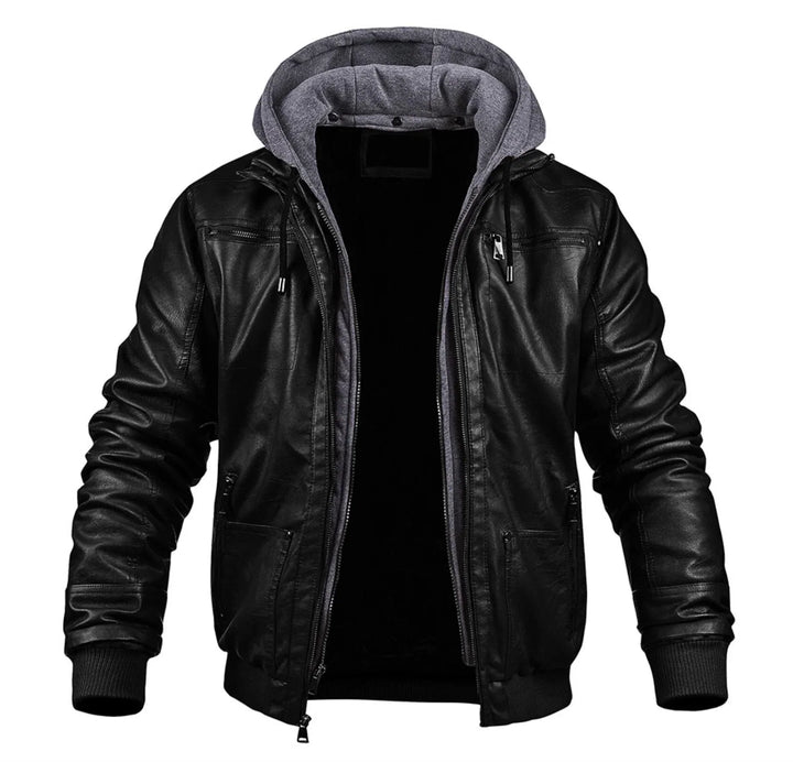 Herren Lederjacke Winter Warm Isoliert