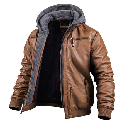 Herren Lederjacke Winter Warm Isoliert