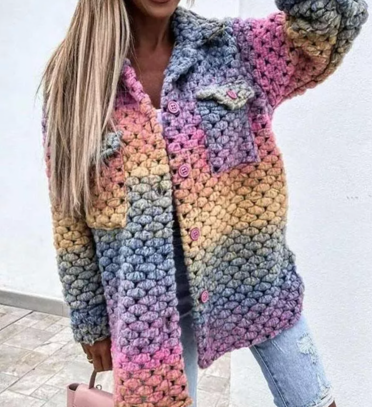 Bunte Regenbogenjacke Frauen Mantel - IdealeKleiden