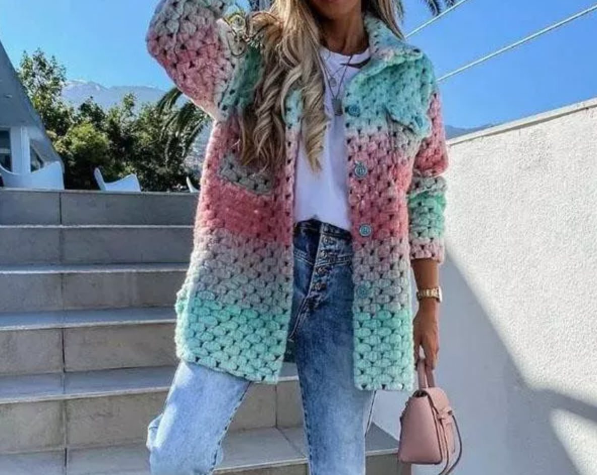 Bunte Regenbogenjacke Frauen Mantel