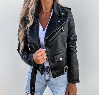 Stylische Lederjacke Damen Elegant