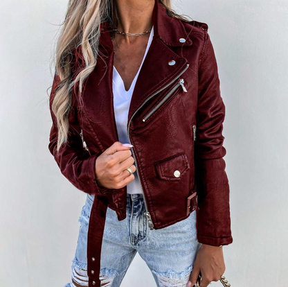 Stylische Lederjacke Damen Elegant